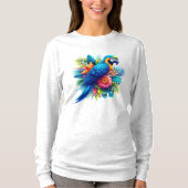 青カラフル色の熱帯マカオ Tシャツ (正面)