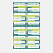 青カラフル色シンプルの子供の名前 ラベル (シート)