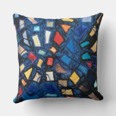 青カラフル色ステンドグラス抽象芸術 クッション (裏面)