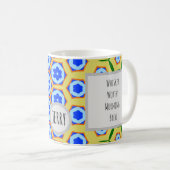 青カラフル色六角花柄 コーヒーマグカップ (正面右)