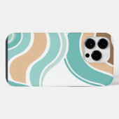 青カラフル色/タン色/茶色 iPhoneケース (裏面横)