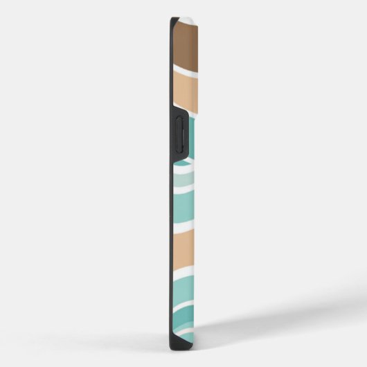 青カラフル色/タン色/茶色 iPhoneケース (右側面)