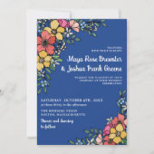 青カラフル花春結婚夏 招待状 (正面)