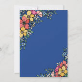 青カラフル花春結婚夏 招待状 (裏面)