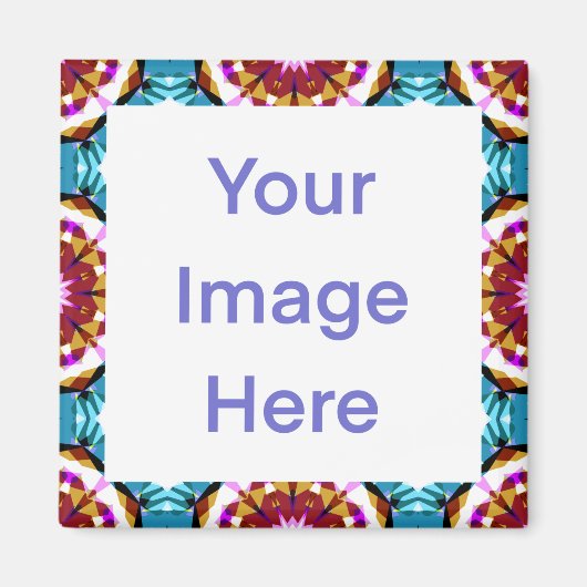 青カラフル茶はっきりした明るいピンクの幾何学的 マグネット (正面)