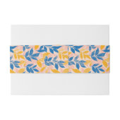 青カラフル葉と黄色の葉の植物性木材ブロック 招待状ベリーバンド (裏面例)