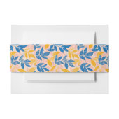 青カラフル葉と黄色の葉の植物性木材ブロック 招待状ベリーバンド (正面例)