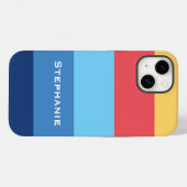 青カラフル赤オレンジ色の抽象芸術ストライプ名 Case-Mate iPhoneケース (裏面 (横))