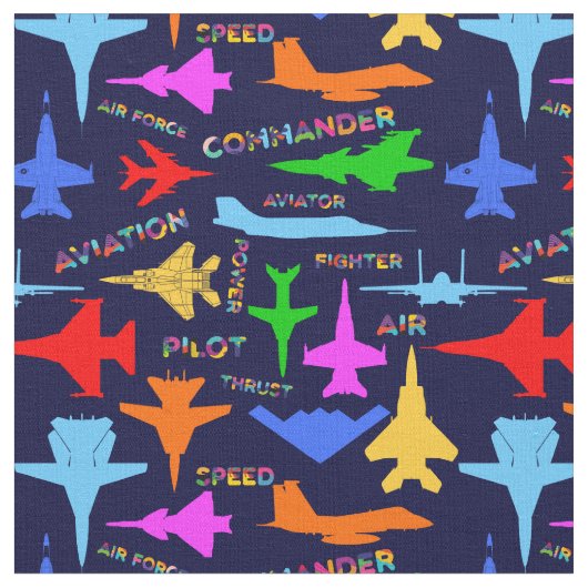 青カラフル軍隊航空航空機 ファブリック (クローズアップ)