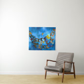 青カラフル雲飛んでいるの上の蝶 タペストリー (インサイチュ(横))