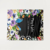 青カラフル鳥と植物写真の背景 タペストリー (正面(横))