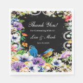 青カラフル鳥植物性フローラ紙 スタンダードランチョンナプキン (正面)