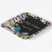 青カラフル鳥植物性フローラ ペーパープレート (傾斜あり)