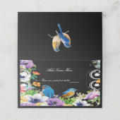 青カラフル鳥植物用フローラテーブル プレイスカード (外部開封)