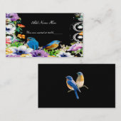 青カラフル鳥植物用フローラテーブル プレイスカード (正面/裏面)