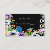 青カラフル鳥植物用フローラテーブル プレイスカード (正面)