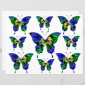 青カラフル黄の緑の蝶パターン (正面/裏面)