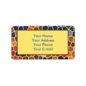 青カラフル黄オレンジ色抽象芸術モザイクファンキー ラベル (正面)