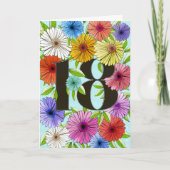 青カラフル18パーソナライズされた番目の誕生日フローラ カード (正面)