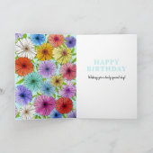 青カラフル18パーソナライズされた番目の誕生日フローラ カード (内部)