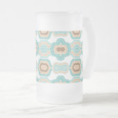 青カラフル/タン/ブラウン・メダリオン フロストグラスビールジョッキ (正面右)