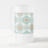 青カラフル/タン/ブラウン・メダリオン フロストグラスビールジョッキ (正面左)