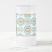 青カラフル/タン/ブラウン・メダリオン フロストグラスビールジョッキ (中央)