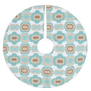 青カラフル/タン/ブラウン・メダリオン ブラッシュドポリエステルツリースカート