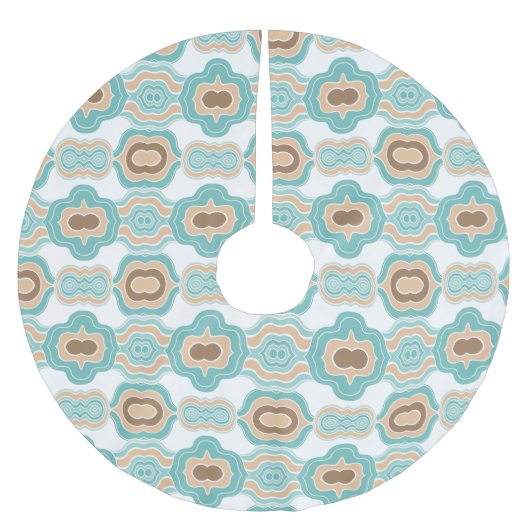 青カラフル/タン/ブラウン・メダリオン ブラッシュドポリエステルツリースカート (正面)