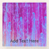 青カラフル、紫、ピンクの抽象芸術アート ガラスコースター (正面)