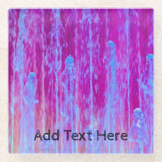 青カラフル、紫、ピンクの抽象芸術アート ガラスコースター (正面)