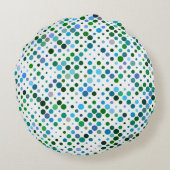 青カラフル、緑、ラベンダーパープルドット ラウンドクッション (裏面)