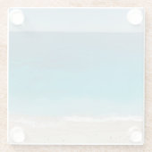 青カリブの海と岸モダン ガラスコースター (裏面)