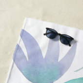 青カリブの緑の水の色の疑問に思花 ビーチタオル (インサイチュ)