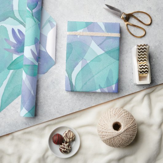 青カリブの緑の水の色の疑問に思花 ラッピングペーパー (クラフト)