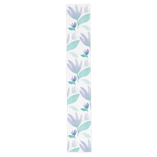 青カリブの緑の水の色の疑問に思花 ロングテーブルランナー (正面)