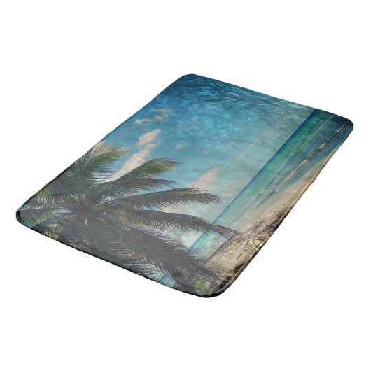 青カリブの色 バスマット (アングル)