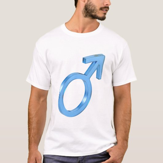 青ガラス男性の性別サイン Tシャツ (正面)