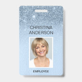 青ガーリーグリッター従業員名写真企業の バッジ (正面)