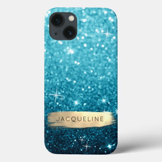 青ガーリーグリッターn金ゴールドブラシのストローク星名 Case-Mate iPhoneケース (裏面)