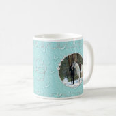 青ガーリースパークフェイクリー2枚フォトハートアクセント コーヒーマグカップ (正面右)