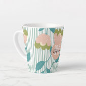 青ガーリーパーソナライズされた色とピンクエレガント カフェラテマグ (左アングル)