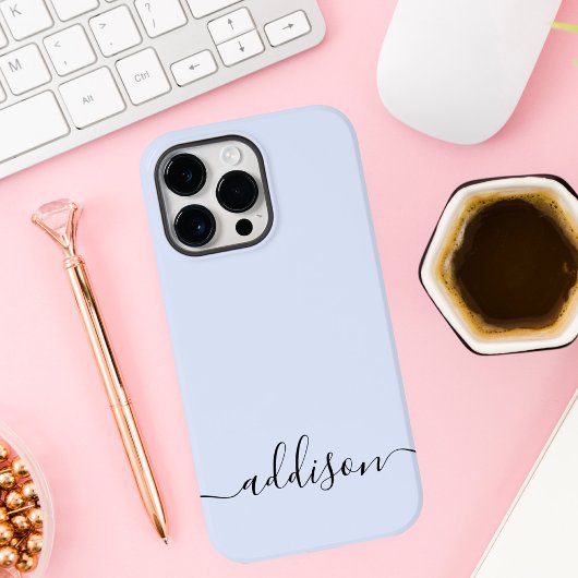 青ガーリーモノグラムモダンスクリプパーソナライズされたト Case-Mate iPhoneケース