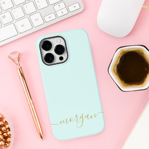 青ガーリーモノグラムモダンスクリプパーソナライズされたトCas Case-Mate iPhone 14 Pro Maxケース