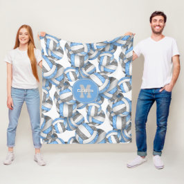 青ガーリー灰色バレーボールスポーツチームカラー フリースブランケット