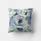 青ガーリー紫グリーンアイボリー水彩フローラ クッション (裏面)