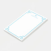 青ギリシャ鍵縁どモノグラパーソナライズされたム ポストイット (アングル)