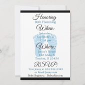 青ギンガムとブラックボーイベビーシャワー招待状 招待状 (裏面)