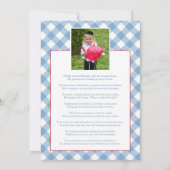 青ギンガムと赤い風船の髪切り式招待状の写真付き 招待状 (裏面)