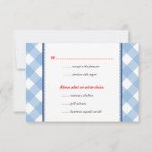 青ギンガムカントリーの素朴な結婚式の返信 招待状 (裏面)
